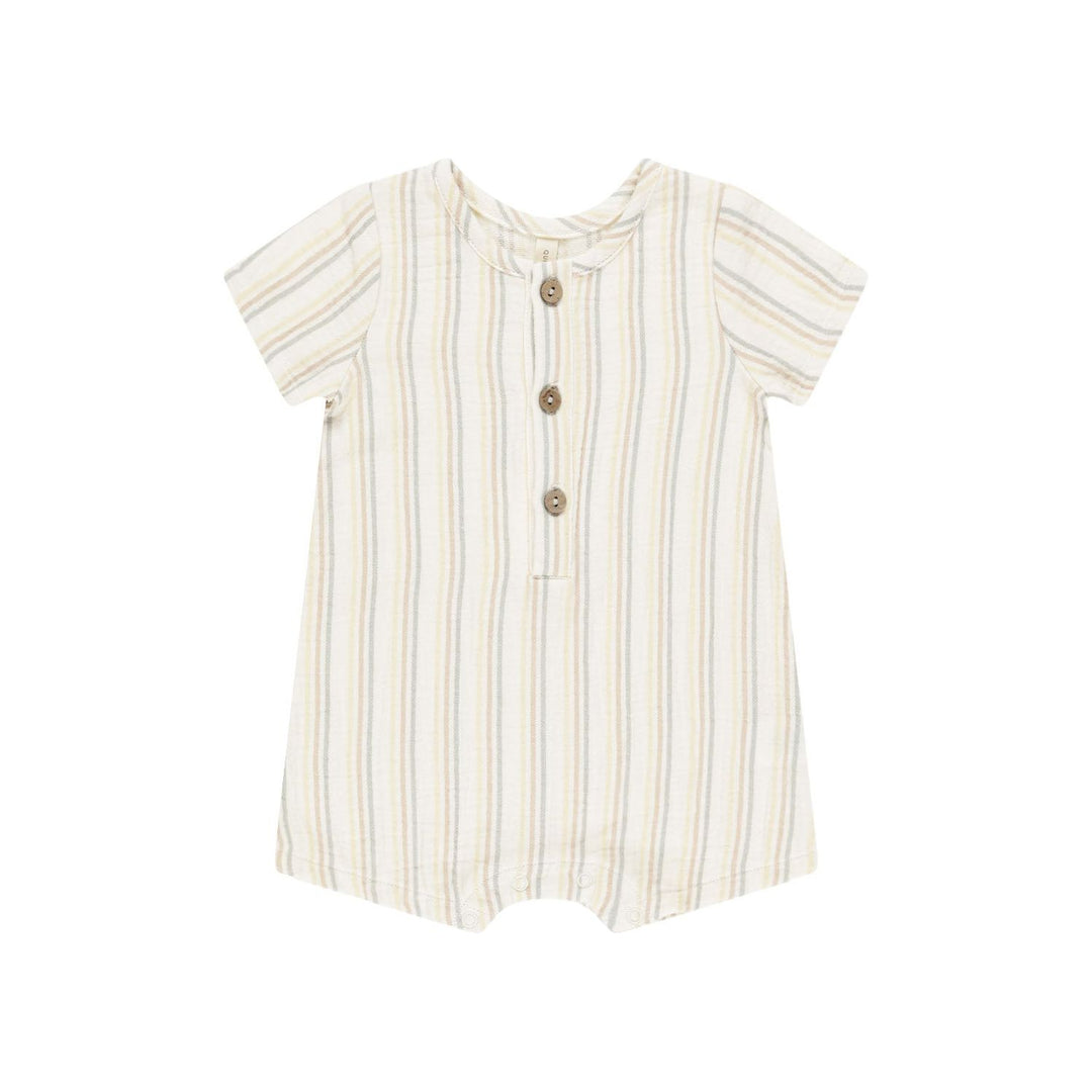 Quincy Mae Short Sleeve Woven Romper - Summer Stripe Romper Quincy Mae