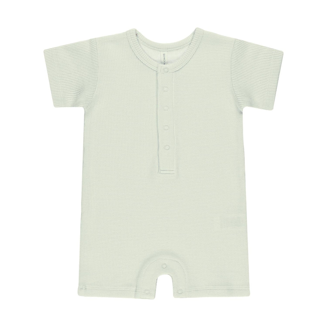 Quincy Mae Waffle Snap Romper - Mint Romper Quincy Mae