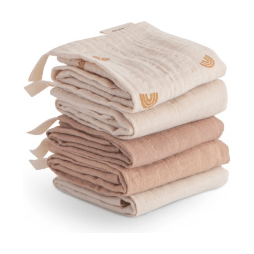 Mushie Muslin Cotton Washcloth- 5 Pack Bath Time Mushie
