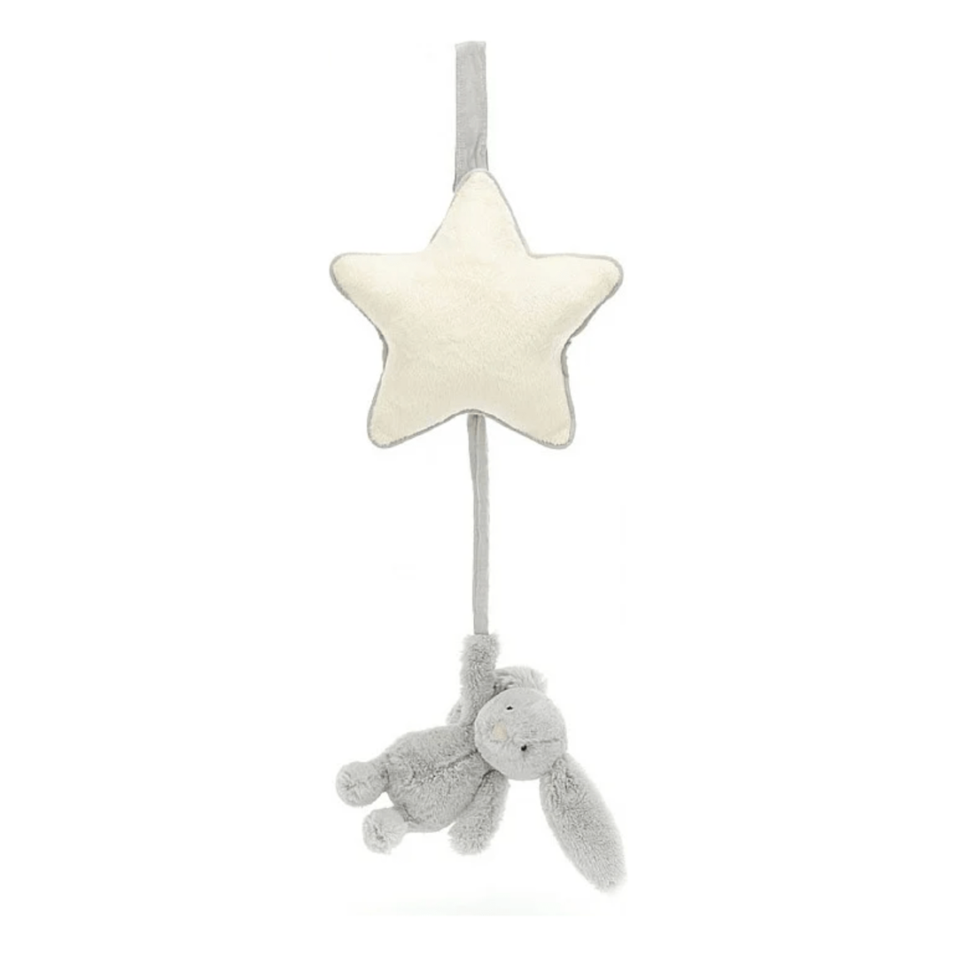 Jellycat Bashful Grey Bunny Musical Pull Baby Jellycat Jellycat   
