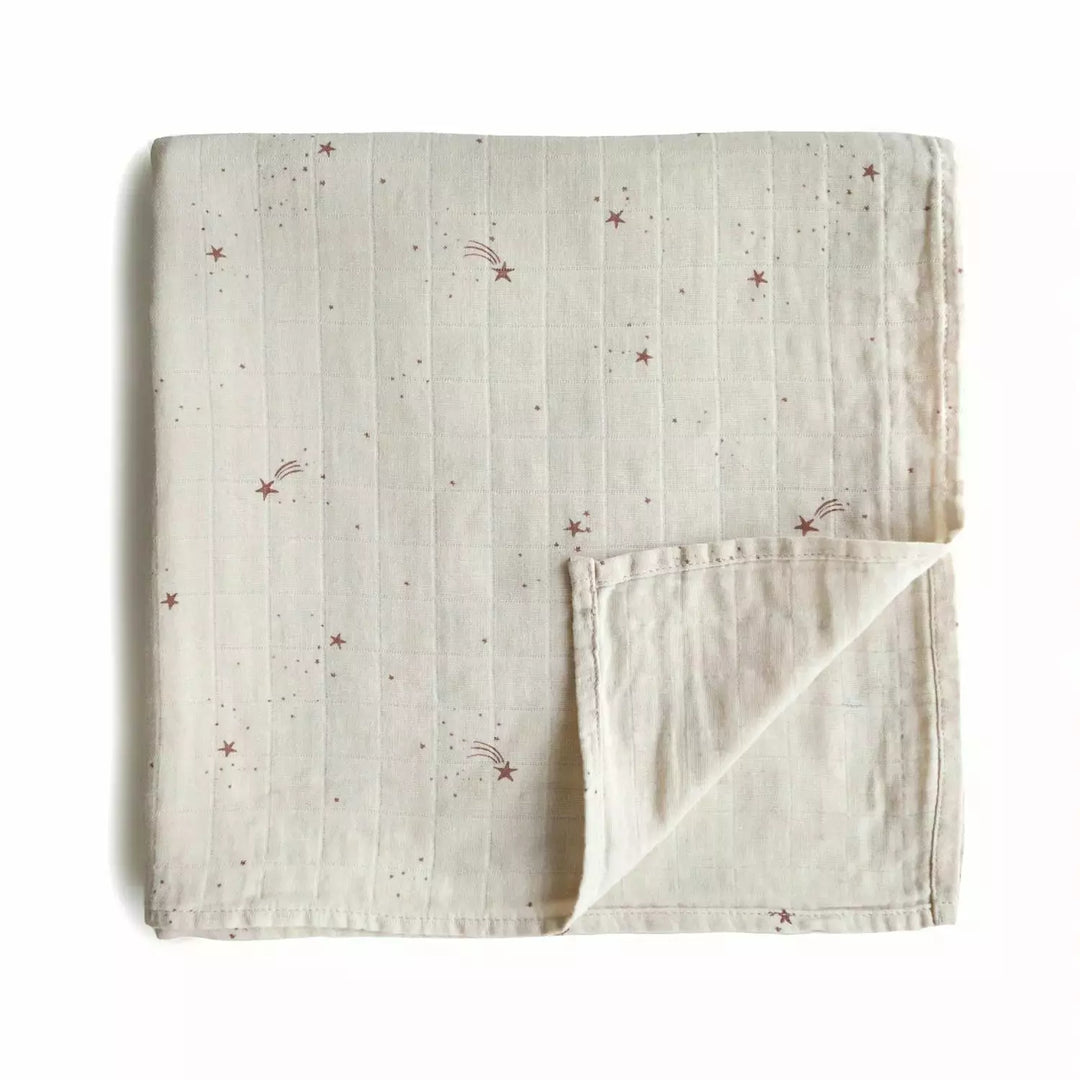 Mushie Muslin Swaddle Blanket Swaddles & Blankets Mushie Falling Stars  