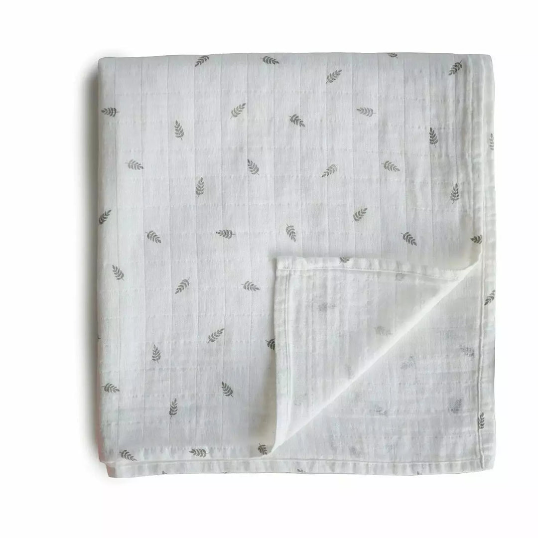 Mushie Muslin Swaddle Blanket Swaddles & Blankets Mushie Leaves  