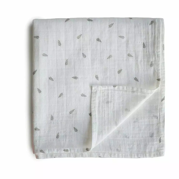 Mushie Muslin Swaddle Blanket Swaddles & Blankets Mushie Leaves  