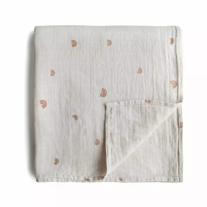 Mushie Muslin Swaddle Blanket Swaddles & Blankets Mushie Rainbows  