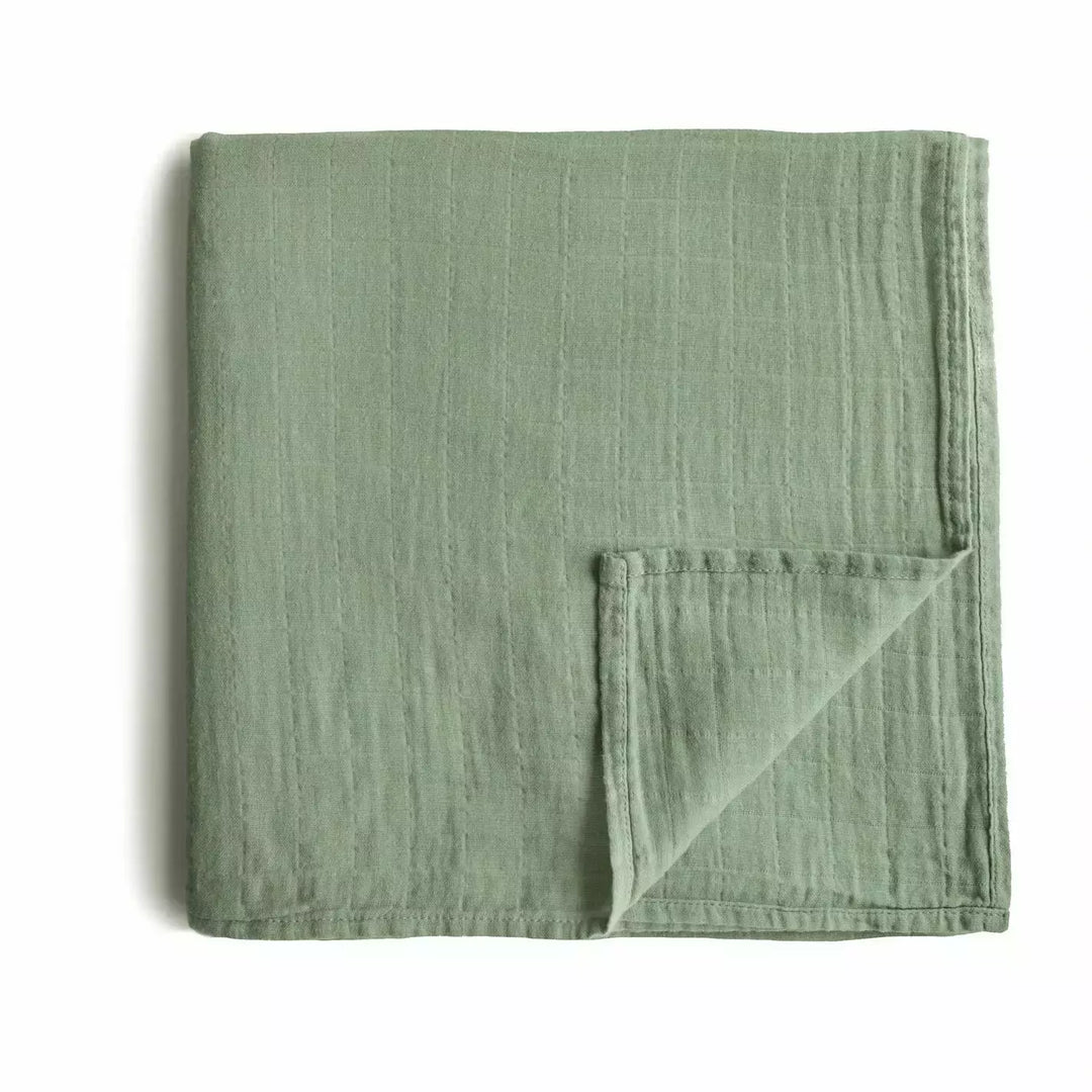Mushie Muslin Swaddle Blanket Swaddles & Blankets Mushie Sage  