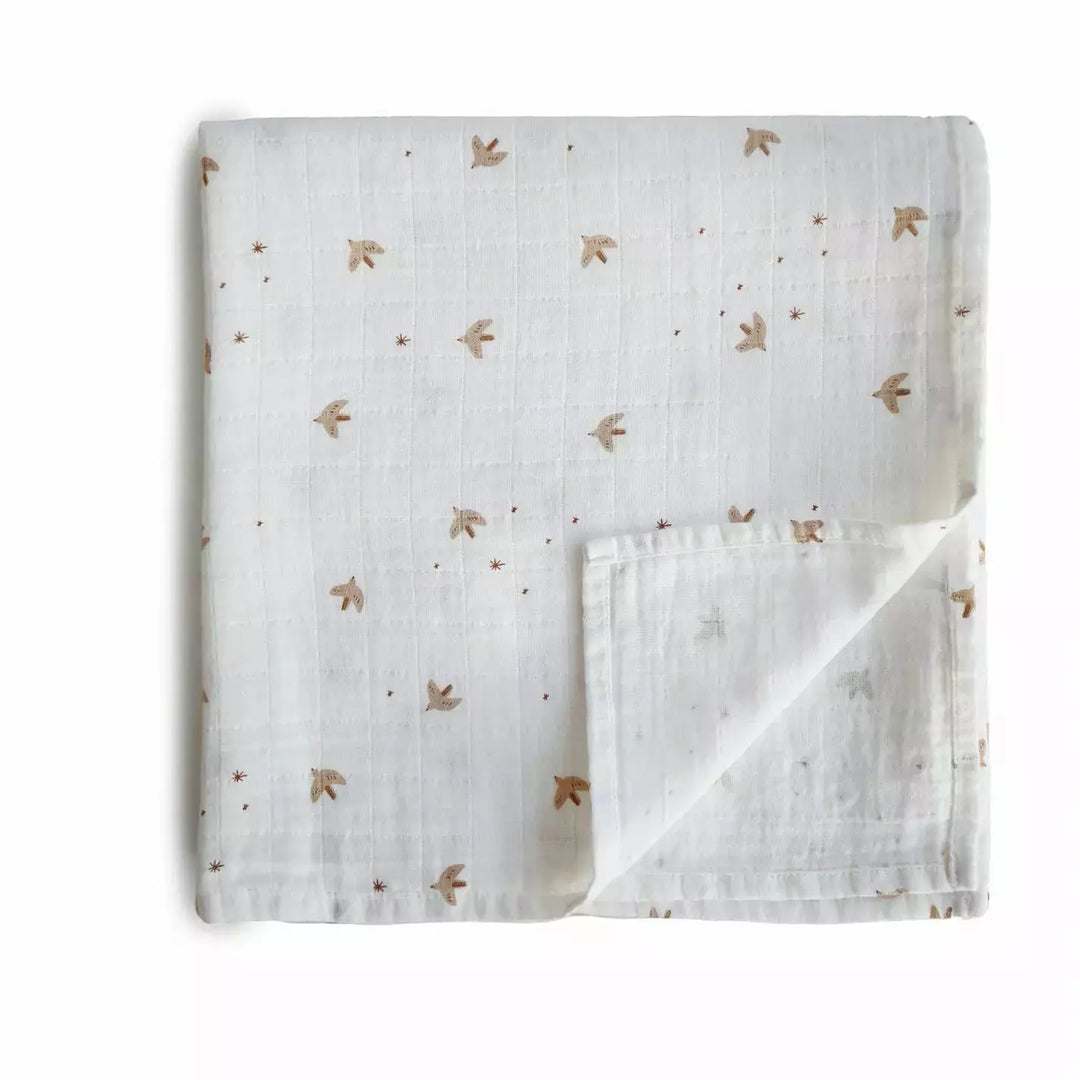 Mushie Muslin Swaddle Blanket Swaddles & Blankets Mushie Sparrow  