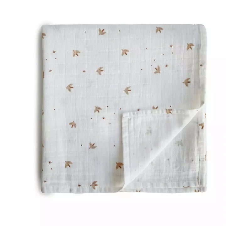 Mushie Muslin Swaddle Blanket Swaddles & Blankets Mushie Sparrow  